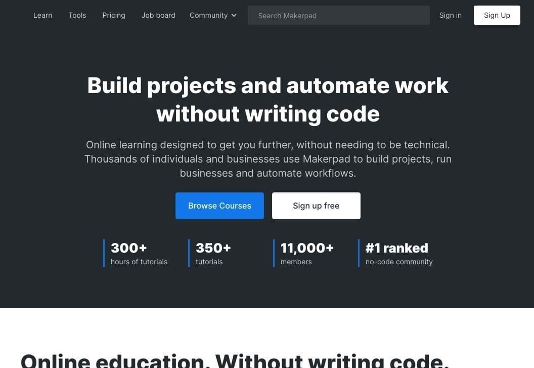 Makerpad portal screenshot